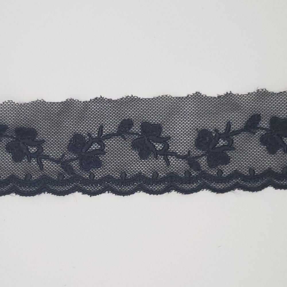 Δαντέλα Σαντυγί Κέντημα Μαύρη 4cm
