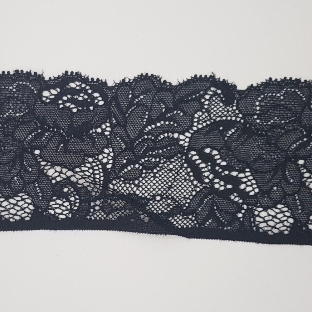 Δαντέλα Συνθετική Ελαστική Μαύρη 7.5cm