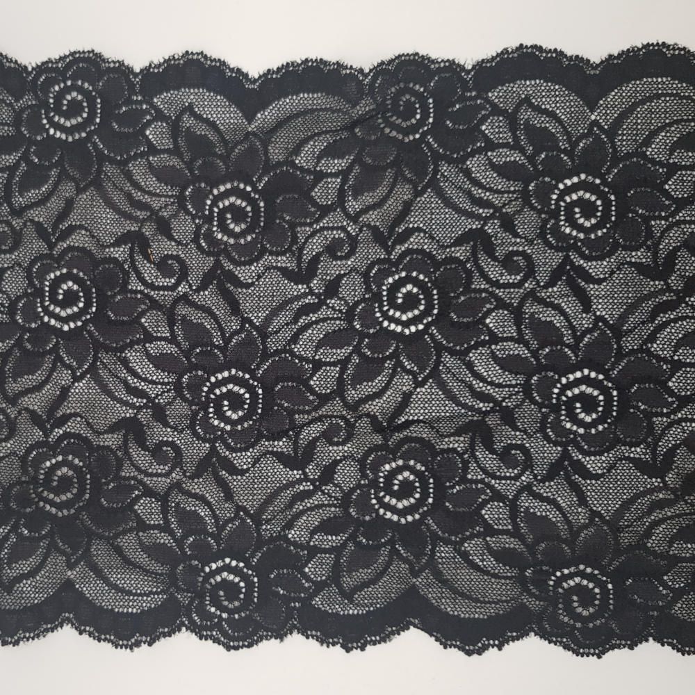 Δαντέλα Συνθετική Ελαστική Μαύρη 22cm