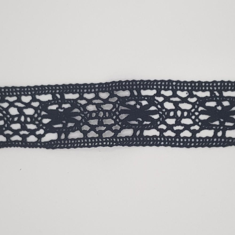 Δαντέλα Βαμβακερή Κοπανέλι Αντραντέ Μαύρη 4cm