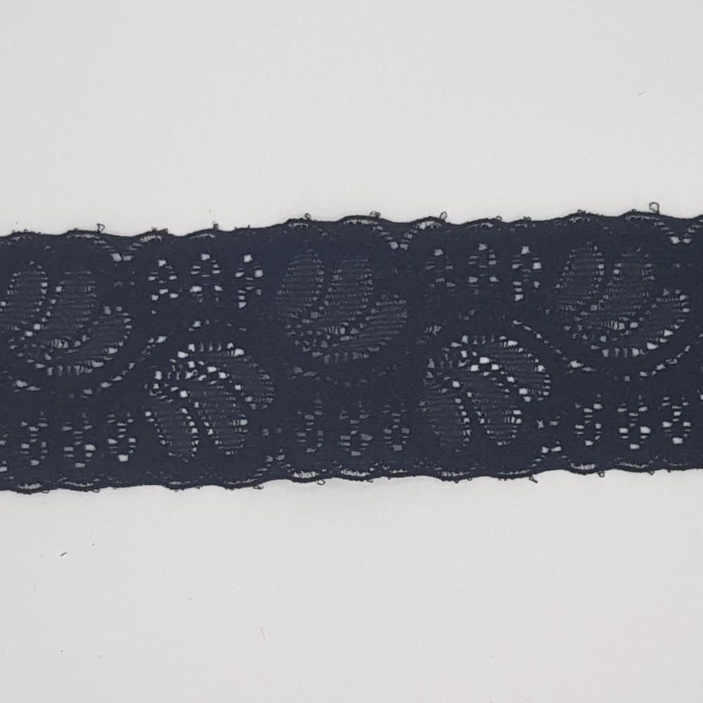 Δαντέλα Συνθετική Ελαστική Αντραντέ Μαύρη 4cm