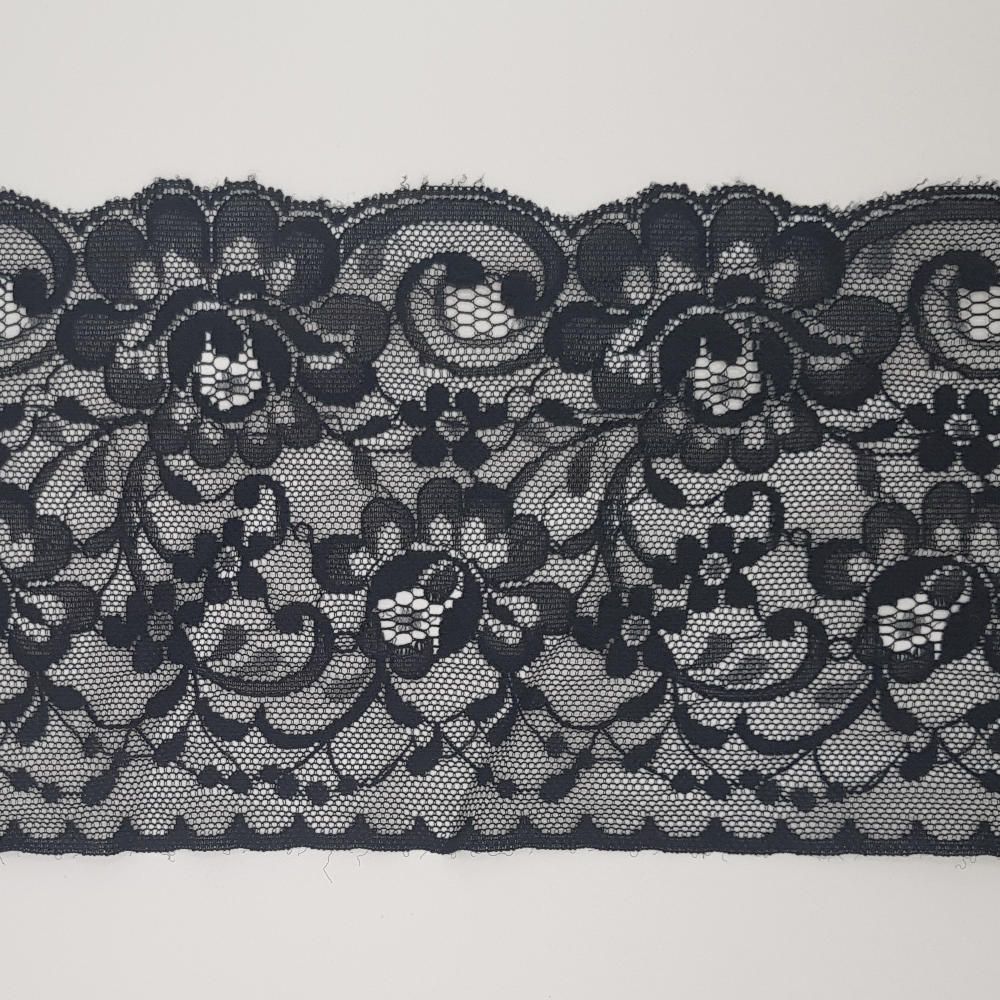 Δαντέλα Συνθετική Σταθερή Μαύρη 12cm