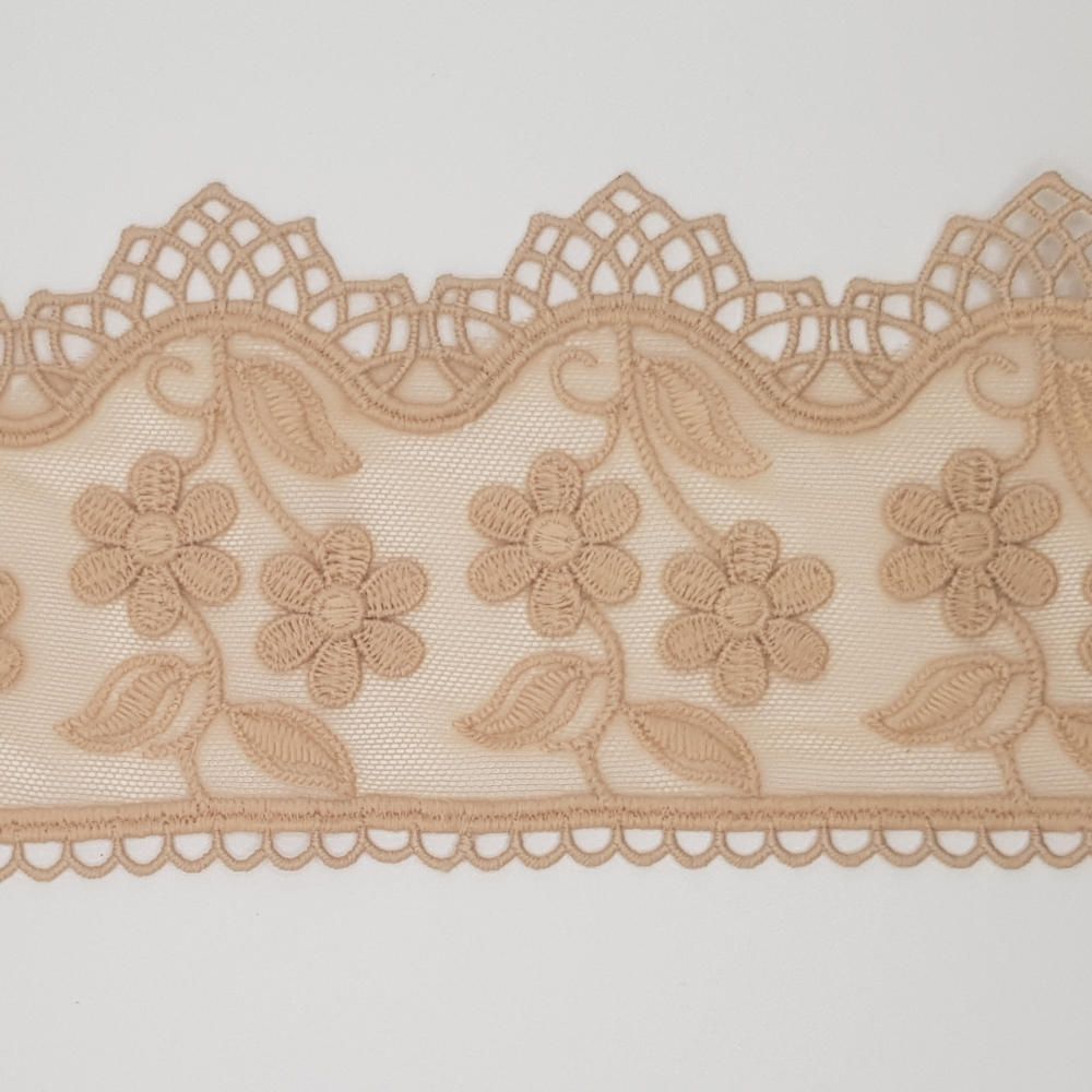 Δαντέλα Σαντυγί Κέντημα Μπεζ 8,5cm