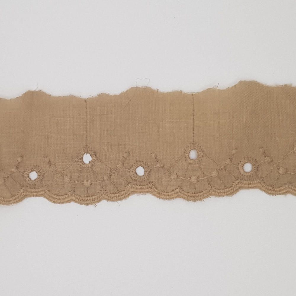 Δαντέλα Μπροντερί Μπεζ 4cm