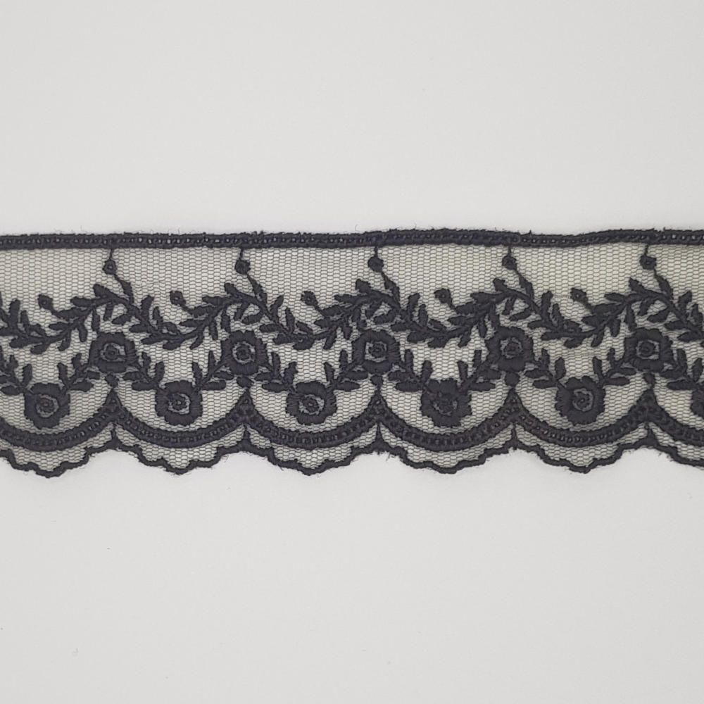 Δαντέλα Σαντυγί Κέντημα Καφέ σκούρο 4,5cm