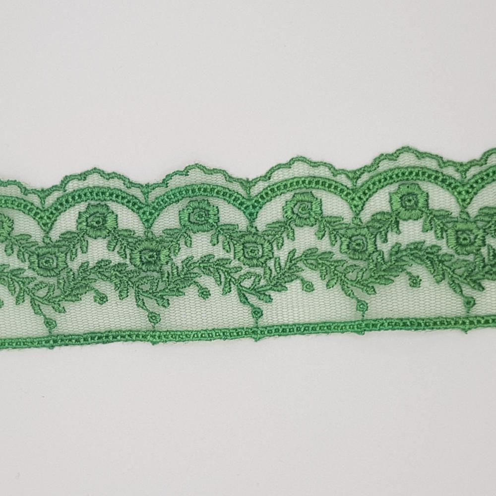 Δαντέλα Σαντυγί Κέντημα Πράσινο Γρασίδιου 4,5cm