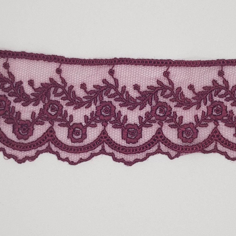 Δαντέλα Σαντυγί Κέντημα Μπορντώ Βουργουνδίας 4,5cm