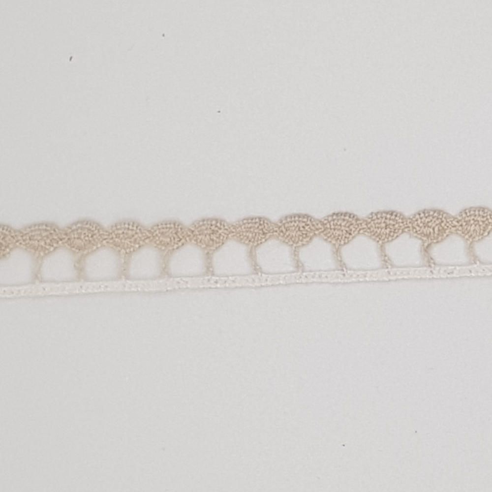 Δαντέλα Βαμβακερή Κοπανέλι Λευκό Μπεζ 1cm