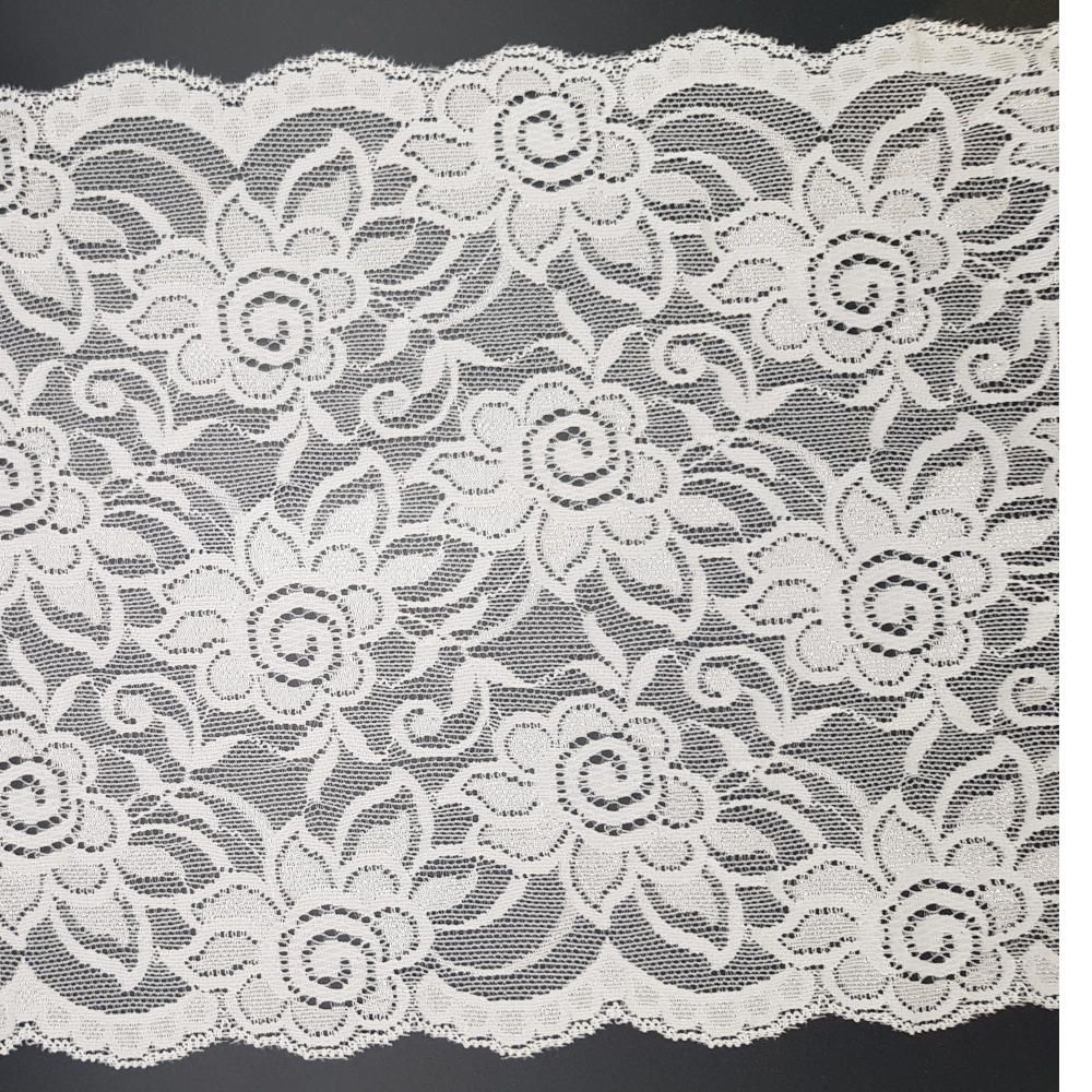 Δαντέλα Συνθετική Ελαστική Λευκή Αντραντέ 22cm